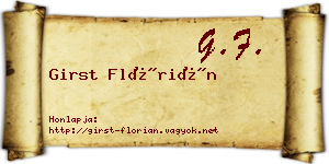 Girst Flórián névjegykártya